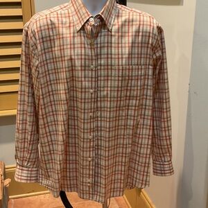 Alan Flusser Men's Plaid Shirt - Red and Cream